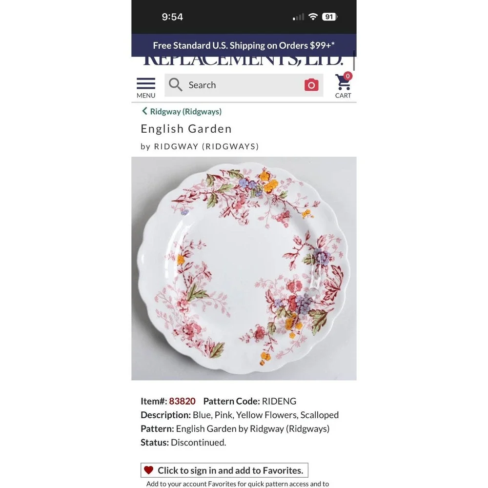 Lot 6 Ridgway English Garden Ironstone Dinner Plates Discontinued Rare‎ English